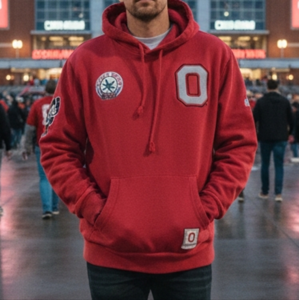 Ohio State Buckeyes Mitchell and Ness Red Hoodie Size Large